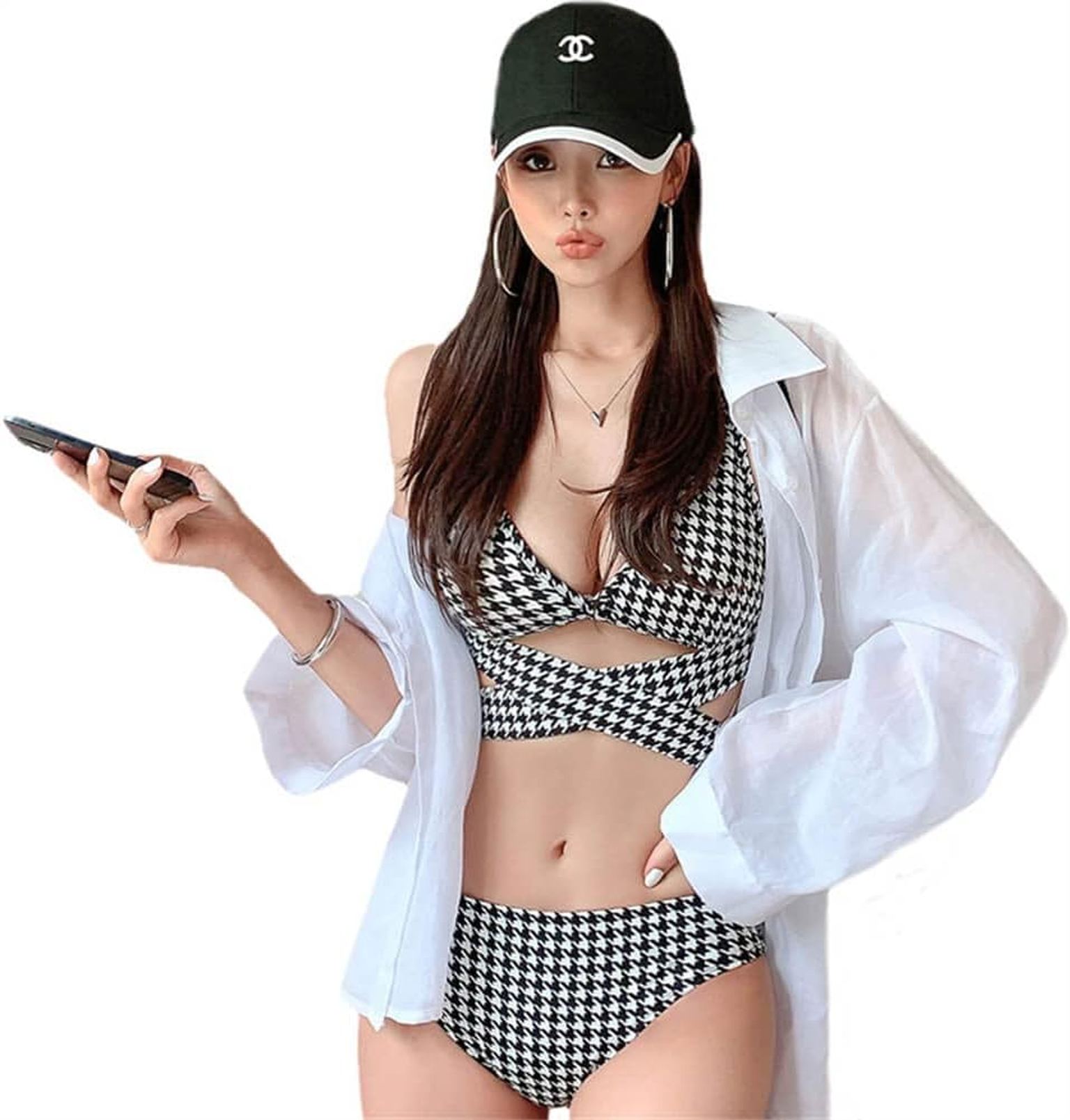 水着 レディース ビキニ 2点セット 水着 女性 タンキニ 水着 韓国 ins ハイウエスト セクシー 水着 温泉 ビーチ ママ 水陸両用 スイミング 露出控えめ 千鳥格子 プール おしゃれ 水着 ガ