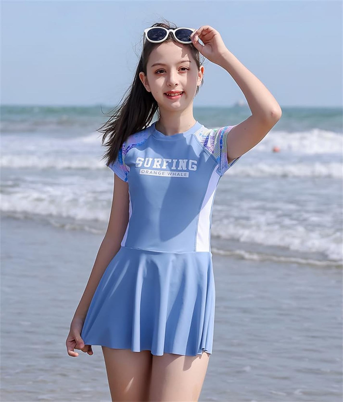 水着 女の子 ワンピース キッズ ガールズ 小学生 中学生 水着 スクール ジュニア 水着 ワンピース ショートパンツ 子供 女児 水着 2点セット 水着 スイムウェア 体型カバー 可愛い 女の子 ワ