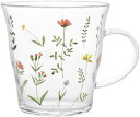 ティー カップ 400ml 透明マグ コーヒー 耐熱性 ギフト プレゼント 花模様 マグカップ シンプル デザイン インテリア カジュアル 毎日使い コーヒーカ...