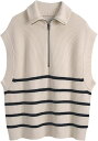 ニットベスト レディース 冬のハイネックストライプ女性 ヴィンテージノースリーブチョッキ 通勤 春秋冬 春服 オフィス 女子 きれいめ カジュアル トップス 可愛い 通勤