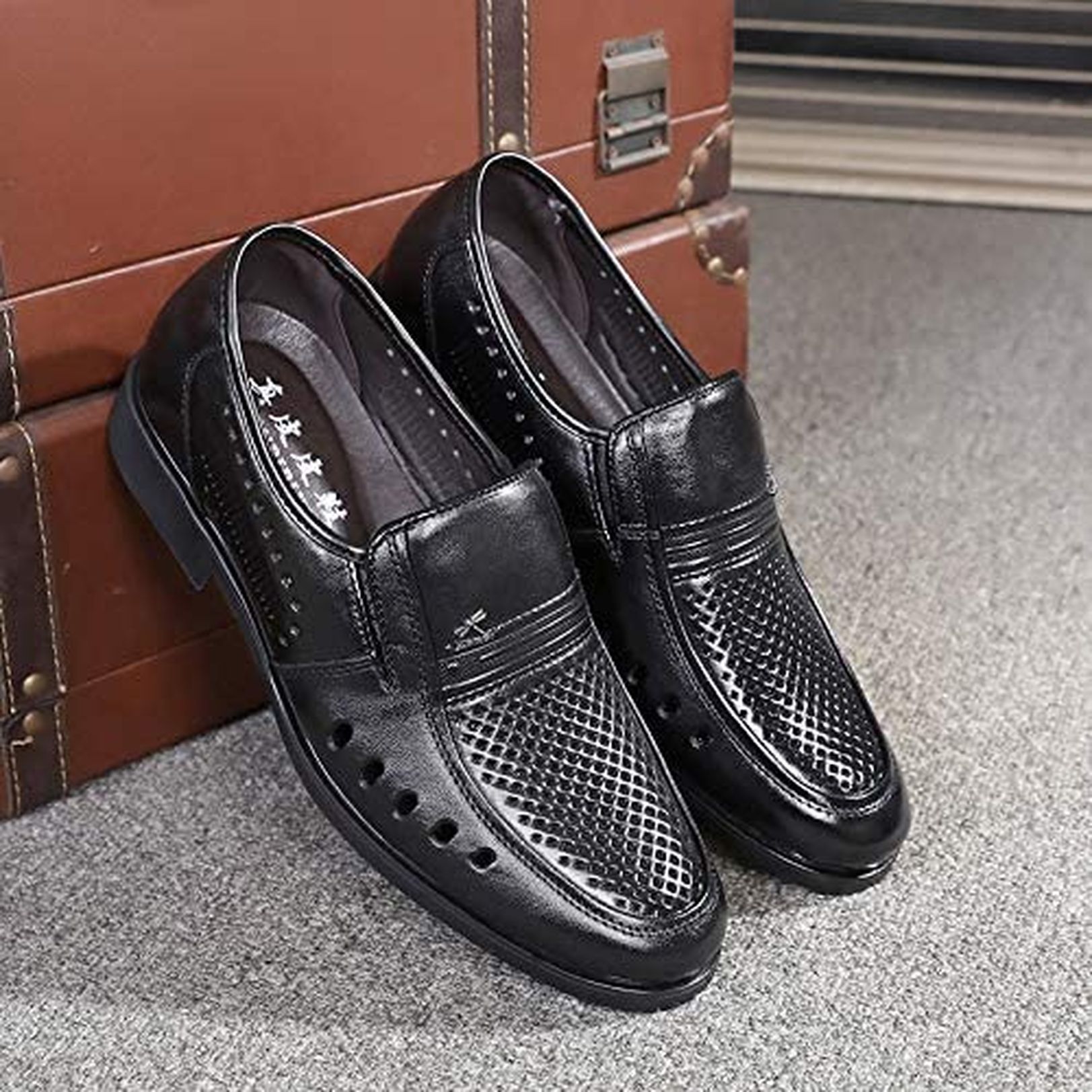 ビジネス シューズ メッシュ サンダル メンズ カジュアルシューズ メンズ 夏 レザー ウォーキング カジュアル ドライビングシューズ オフィス 革靴 滑り止め 軽量 快適 通気性 歩くやすい 日常着