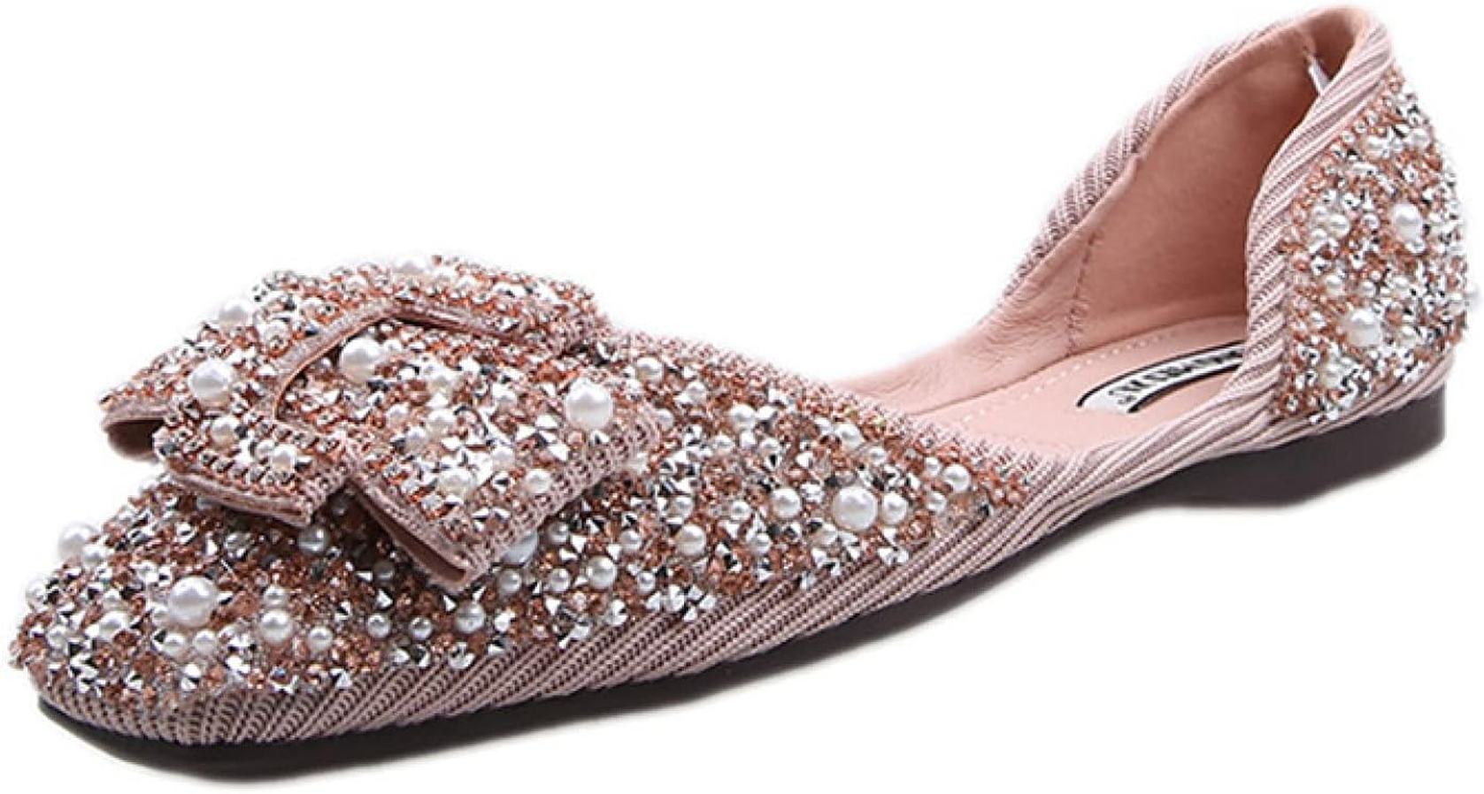 パンプス フラットシューズ ぺたんこ バレエ ローヒール レディース リボン セパレートオシャレ パール 結婚式 美脚 バレエシューズ リボン 幅広 パーティー キラキラ スクエアトゥ ラインストーン