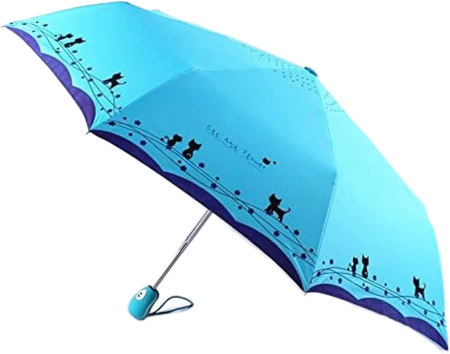 折り畳み傘 ワンタッチ 自動開閉 レディース 晴雨 兼用 UV カット かわいい 猫柄