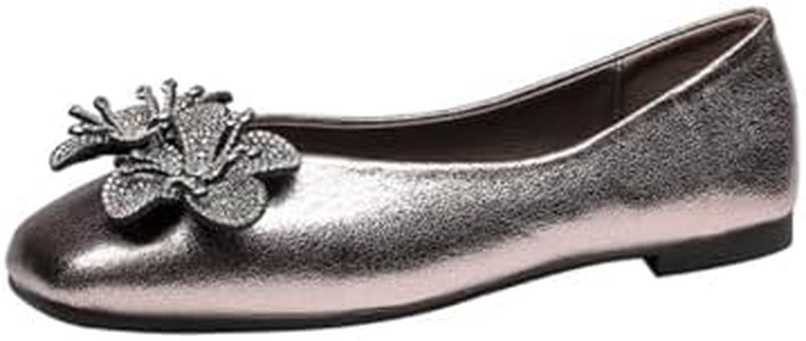 パンプス レディース バレエシューズ 痛くない 花飾り スクエアトゥ フラット vカット 歩きやすい フラットシューズ ぺたんこ ローヒール ペタンコ ラインストーン 走れる 立ち仕事 通勤 可愛い