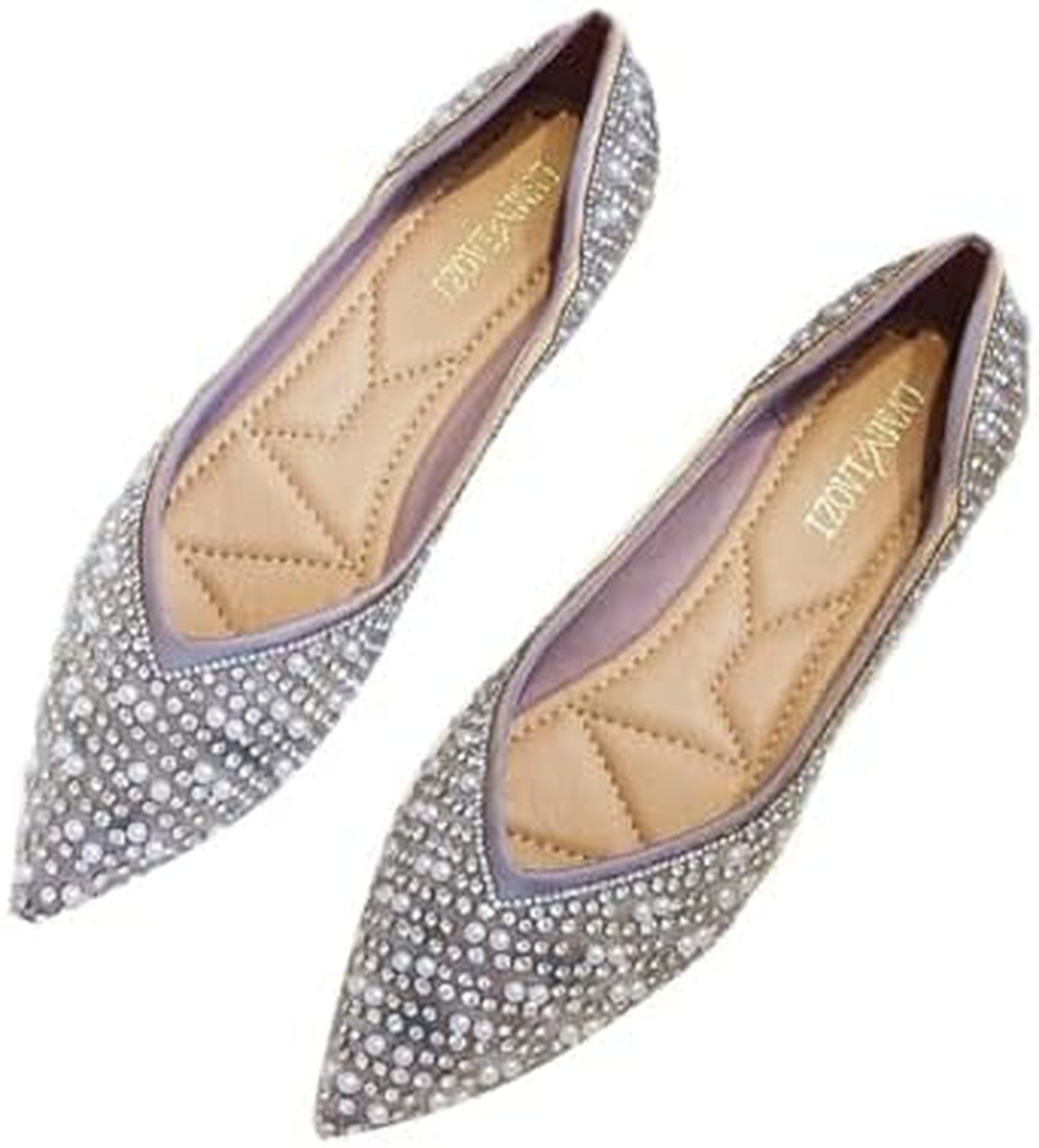 パンプス レディース ビジュー ローヒール 歩きやすい ポインテッドトゥ キラキラ 1CM ぺたんこ フラット バレエシューズ 通勤 お出かけ 美脚ペタンコ 走れるフラットシューズ 春 夏 痛くない