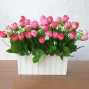 田園風 木柵 造花セット 鉢植え 枯れない花 ピンク 本物そっくり 長持ち 水やり不要 開店祝い 玄関 造花芸術 リビングルーム 美術館 撮影用小物 パーティー...