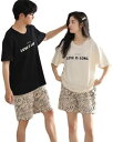 半袖 Tシャツ 夏 パジャマ ペア ルームウェア ペアルック 短パン 綿 ひんやり 通気 寝間着 ナイトウェア 肌に優しい 上下セット 快適 吸汗 カジュアル ...