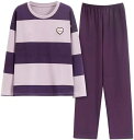シャツ ブラパッド入り レディース パジャマ ルームウェア 長袖 二点セット 便利服 大きいサイズ 綿 吸汗 通気 吸湿 コンフォート 秋 ラウンドネック 快眠...