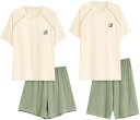 夏 ルームウェアセット レディース メンズ ペアパジャマ 半袖 Tシャツ プルオーバープル 寝巻き 大きいサイズ 上下セット 快適 吸汗 通気 快眠 便利服 薄...