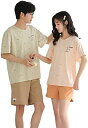 パジャマ ペアルック 男女セット 夏 綿 半袖 カップル ルームウェア 部屋着 ペア おそろい 通気 恋人 夫婦 結婚祝い プレゼント 女性M
