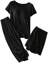 ルームウェア レディース カップ付き 部屋着 パジャマ 夏 ネグリジェ ショート丈 半袖 40代 トップス パンツ 無地 ポケット付き 3点セット 寝間着 ゴムウェスト
