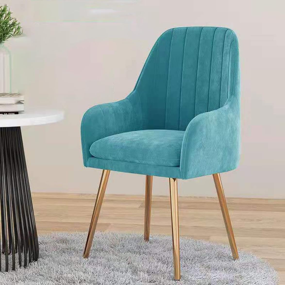 ダイニングチェア 肘付き チェア デスクチェア ライトブルー 在宅勤務 モダン 組立簡単 ドレッサーチェア 40*76cm 可愛い 食卓椅子 おしゃれ 肘付 ダイニング 広い座面 カジュアル スタイリ