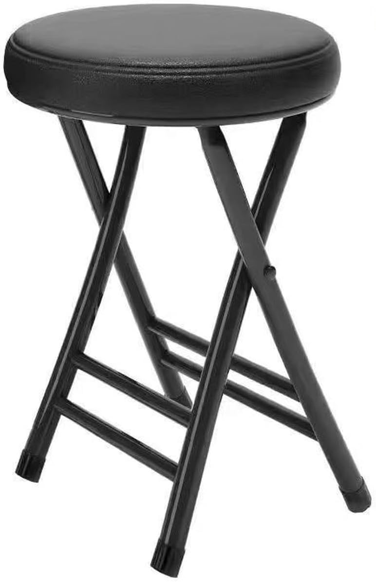 フォールディングスツール パイプ丸イス パイプ丸椅子 ブラック 北欧 いす 折りたたみ チェア コンパクト クッション付き 折りたたみ椅子 イス 折りたたみスツール 軽量 30*50cm 折り畳み椅子