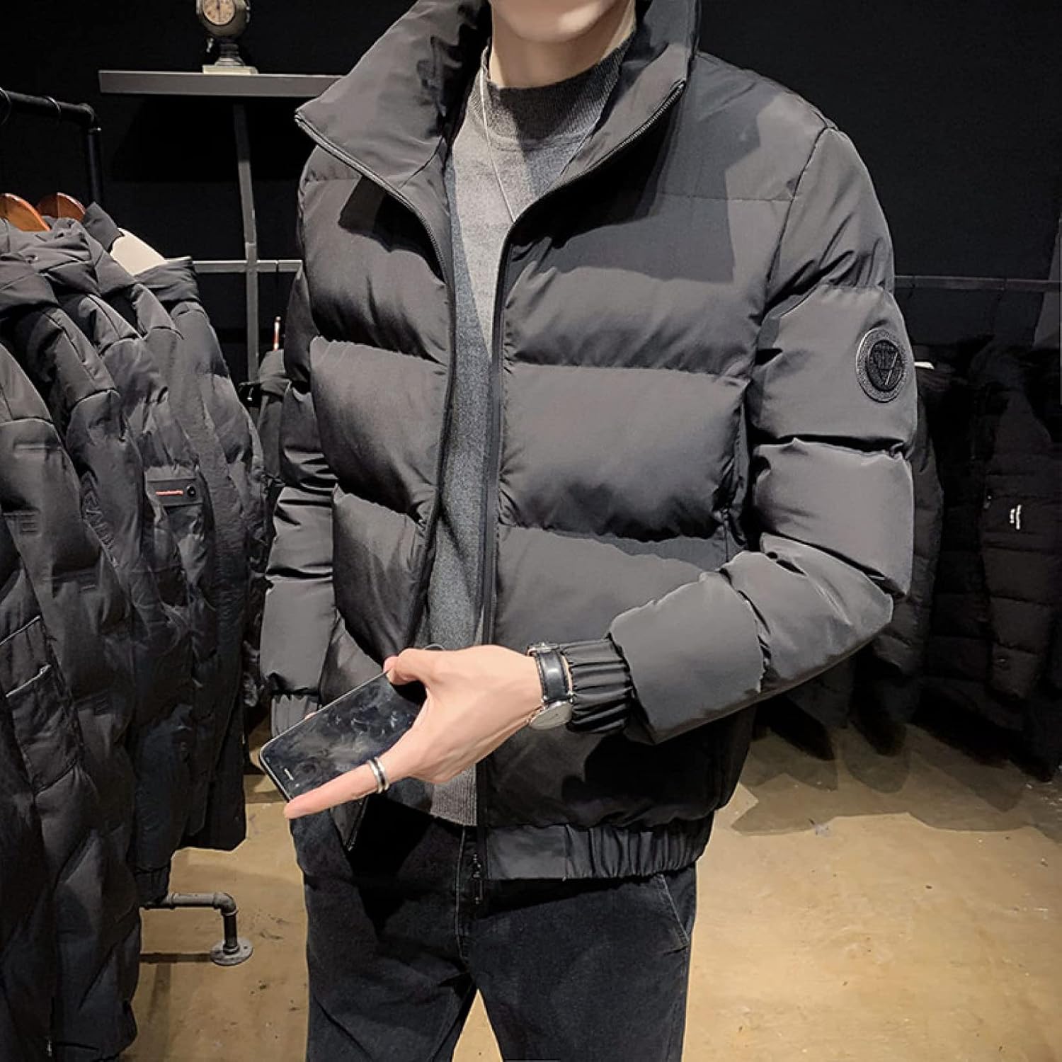 メンズ 中綿ジャケット くろい ショート丈 ダウンジャケット 防寒 防風 厚手 アウトドア ジャケット アウトドア 秋冬 ダウンコート ショートコート 防寒着 ライトダウン シンプル 暖かい 通勤 仕