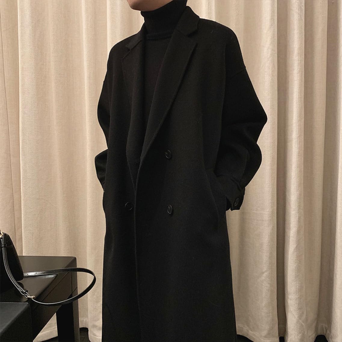 楽天スーパー20%OFF チェスターコート メンズ 紳士服 ロング ハーフコート 春 アウター ショート ピーコート 軽い 秋 冬 グレンチェック ロングコート コート 大きいサイズ 40代 コート 大きいサイズ 黒 ウール