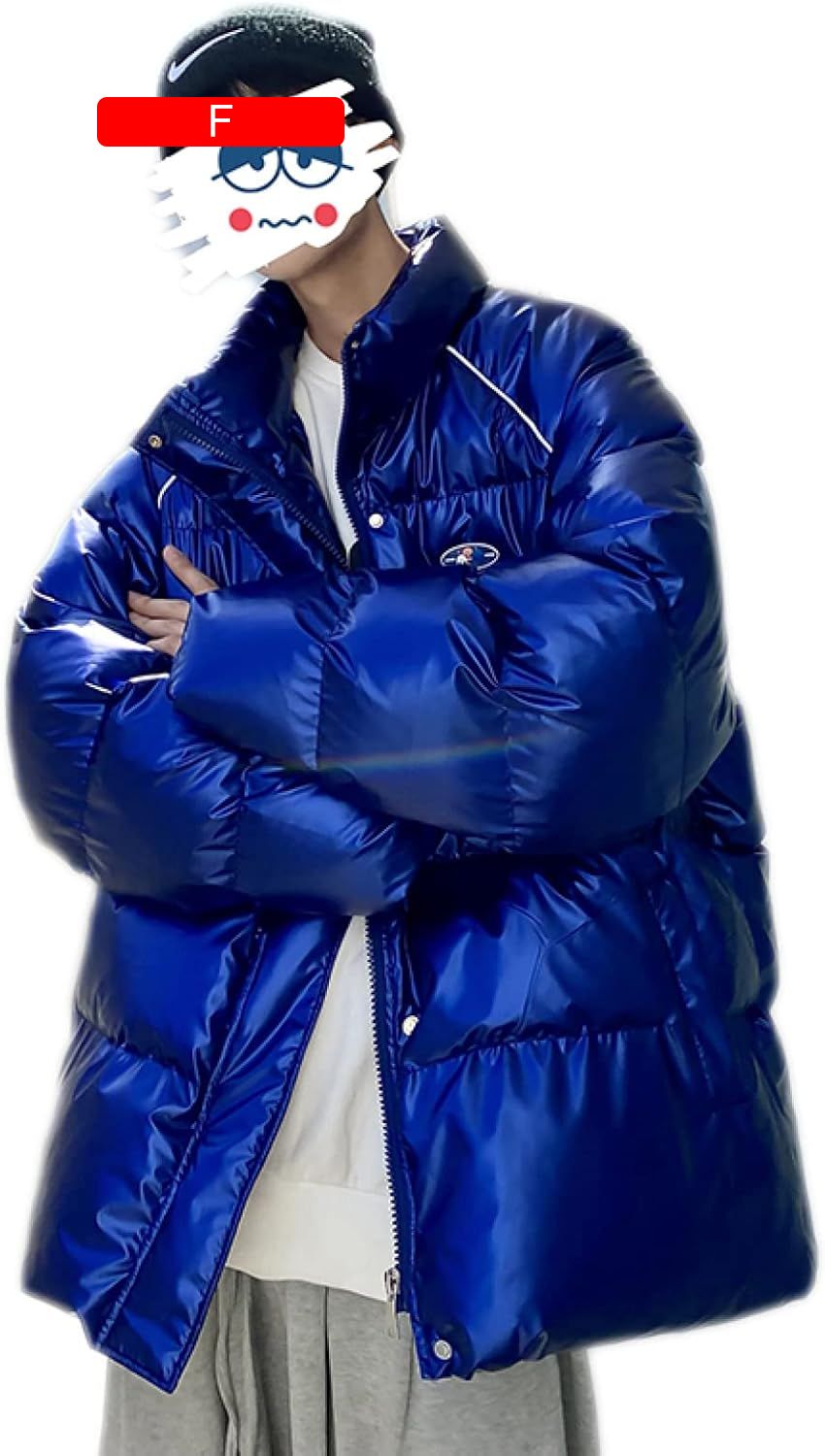 ダウンジャケット メンズ ジュニア 襟付き ボタン S ポケット チャック 光沢感 ツヤツヤ シルバー ブルー 秋冬服 ブラック 軽量 暖かい 柔らかい 大きいサイズ おしゃれ 通勤通学 防寒防風 大
