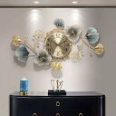 大きな金属製の壁掛け時計、3Dギンコの葉の金属製の壁アートの装飾非カチカチ音を立てないサイレント壁掛け時計家庭/オフィス/キッチン/寝室/リビングルームのための...