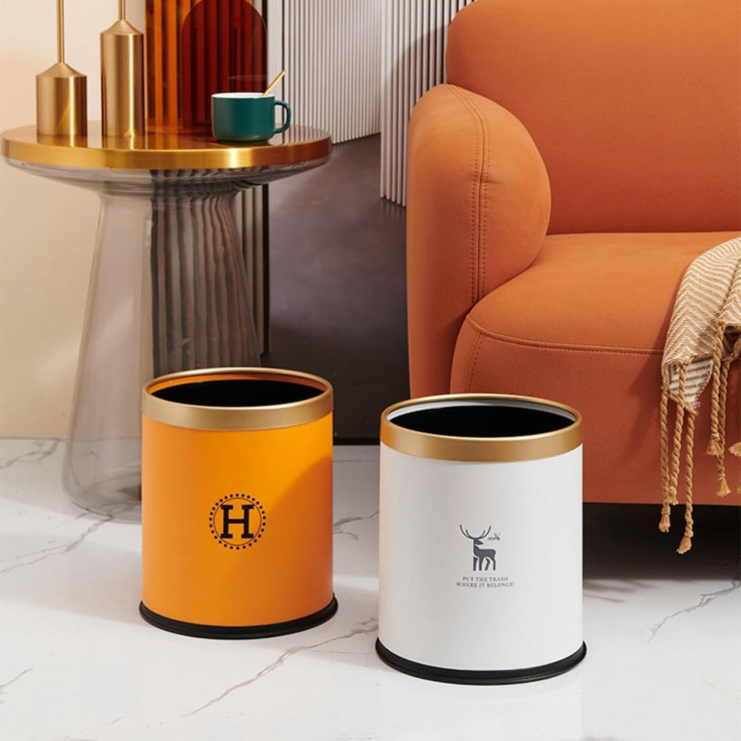 ゴミ箱 フタなし 12L ダストボックス 丸型 ごみ箱 ゴミ袋が見えない スリム おしゃれ シンプル 抗菌 部屋 キッチン リビングルーム トイレ 浴室 オフィス用 プラスチック [2]