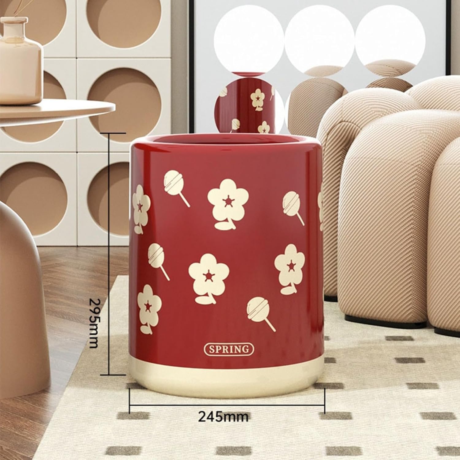 ゴミ箱 フタなし 12L ダストボックス 丸型 ごみ箱 ゴミ袋が見えない スリム おしゃれ シンプル 抗菌 部屋 キッチン リビングルーム トイレ 浴室 オフィス用 プラスチック [2]