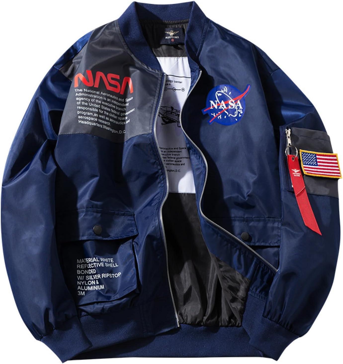 エムエーワンジャケット メンズ フライジャケット ジャケット 大きいサイズ アメカジ おしゃれ NASA 英字柄 プリント カップル ゆったり 防水 春秋冬 カジュアル 防風 防寒 ジャンパー