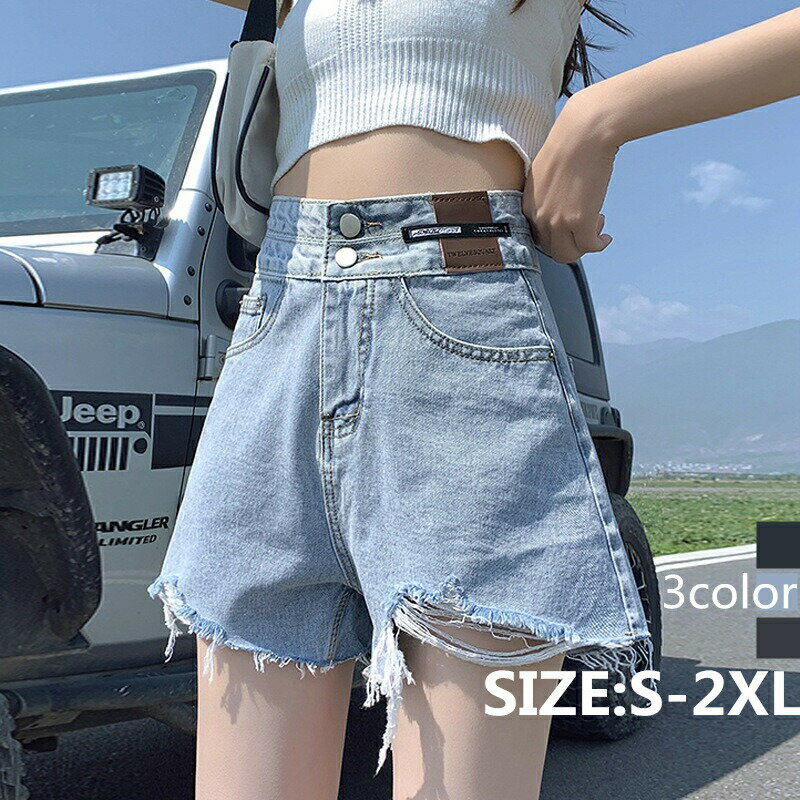 ショートパンツ デニムショートパンツ 韓国風 ダメージ加工