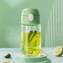 ガラス水筒 ワンタッチ 360ml 500ml ストロー付き クリア ウォーターボトル 目盛り グラス 子供大人兼用 ボトル 軽量 持ち運び便利 耐冷耐熱 給水...