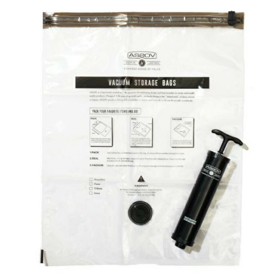 アッソブ AS2OV VACUUM STORAGE BAGS 632400-00 [圧縮袋5枚 ポンプ付属]