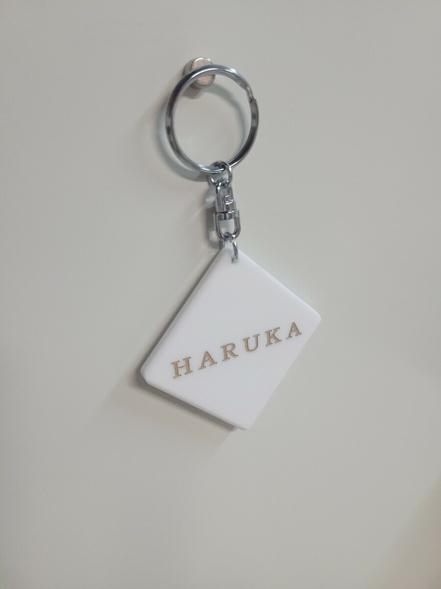 Rakuten - NEW キーホルダー 50角 5ミリ　黒マット・白マット・明朝体・数字・アルファベット・白・黒・ゴールド・シルバー・金具付き
