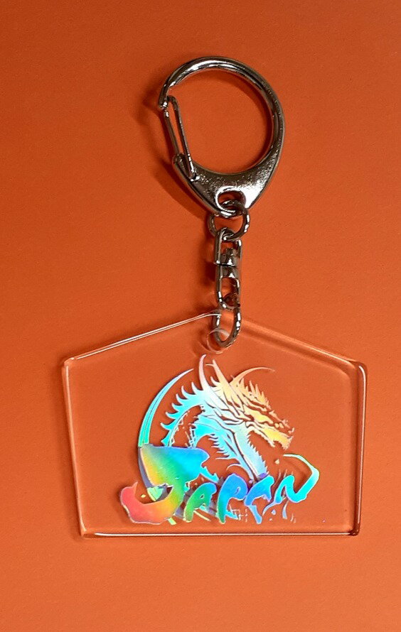 NEW キーホルダーインバウンド 絵馬 お土産・日本・観光地・キラキラ・ホットスタンプ・オシャレ・竜・富士山・花火