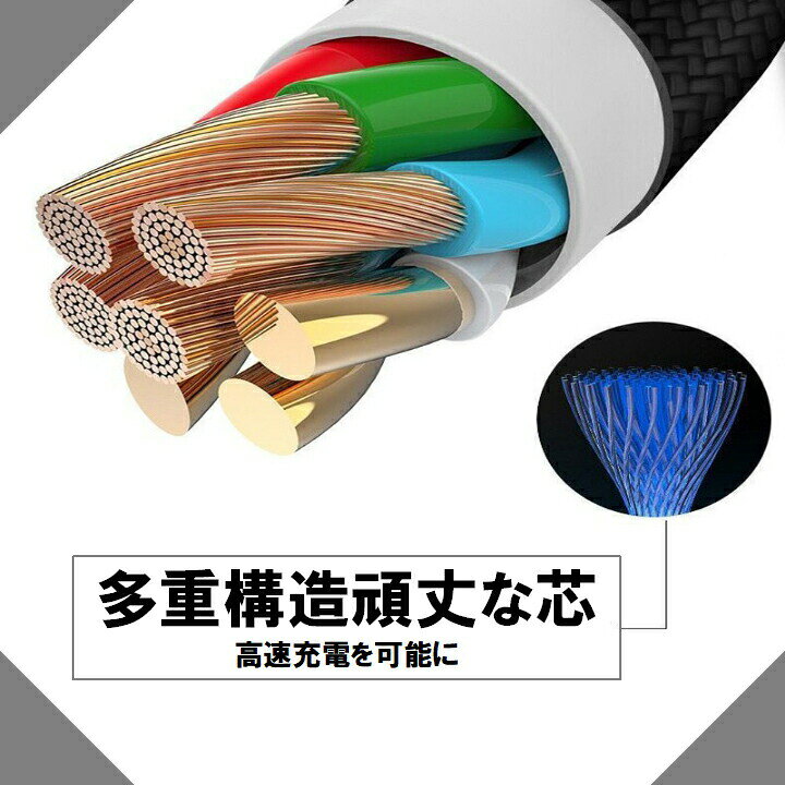 3in1ケーブル おすすめ 1m 2本セット 急速充電 タイプC ライトニング MicroUSB PD...
