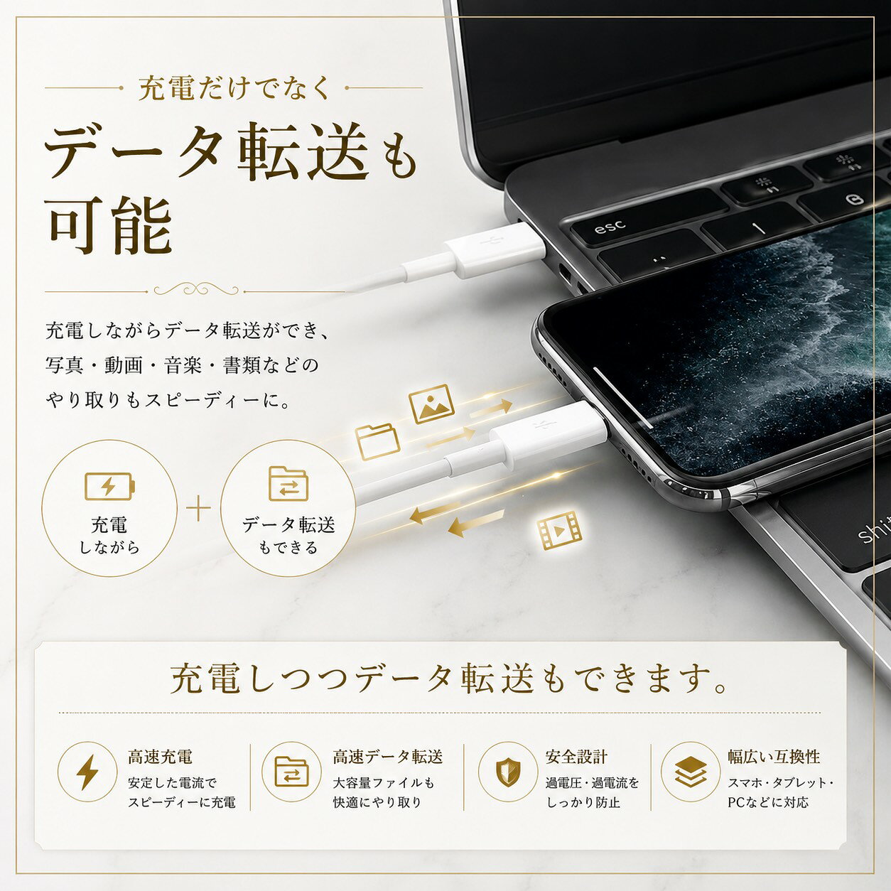 ライトニングケーブル iPhone おすすめ 2m 急速充電 タイプCケーブル 安い 丈夫 強...
