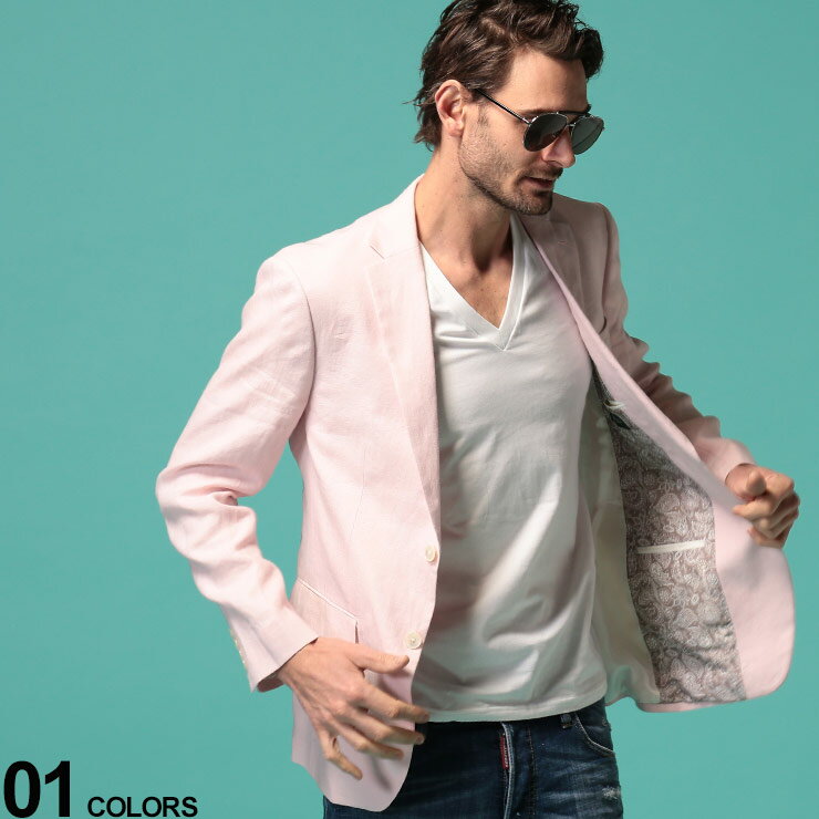 LAUREN RALPH LAUREN (ローレン ラルフ ローレン) 麻100％ 無地 シングル 2ツ釦 ジャケット ULTRA FLEX PINK ブランド メンズ 男性 アウター ジャケット テーラード リネン 春物 麻 シンプル フォーマル ビジカジ RLLASSITER2RU