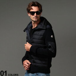 モンクレール アウター（メンズ） MONCLER (モンクレール) フロントダウン フード フルジップ ニット CARDIGAN ブランド メンズ 男性 アウター ジャケット ブルゾン パーカー ダウン 秋 冬 防寒 ニット リブ MC9B50800A9340