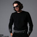 FENDI (フェンディ) ウール混 グラデーションロゴ クルーネック 長袖 ニットブランド メンズ 男性 トップス セーター ニット ウール 秋 冬 クルー ロゴ 黒 リブ 長袖 FDFZY092ACFR