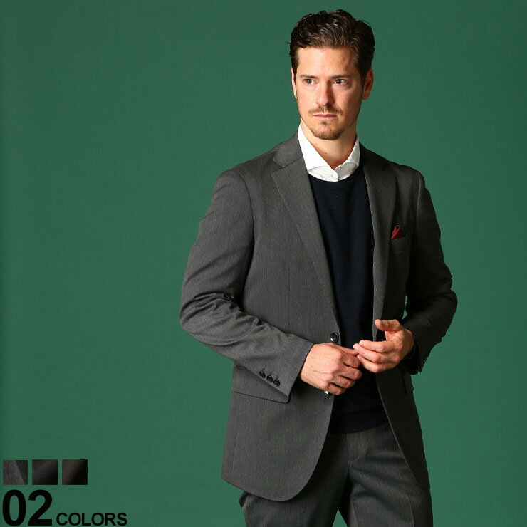 シングル 2ツ釦 ジャケット ストレッチ 秋冬 メンズ ビジネス テーラード セットアップ可能 伸縮 ビジカジ 春夏 メンズショップサカゼン