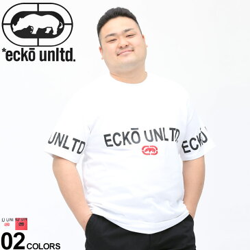 大きいサイズ メンズ ECKO UNLTD (エコーアンリミテッド) ロゴプリント 刺繍 クルーネック 半袖 Tシャツ Tシャツ クルー 半袖 プリントT 春 夏 コットン ストリート ECM12204