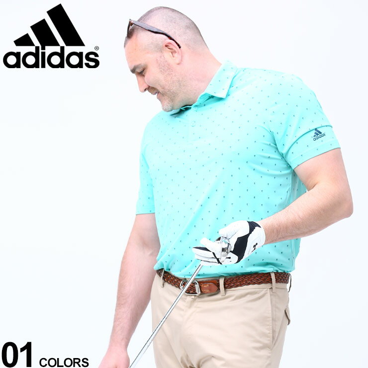 大きいサイズ メンズ adidas (アディダス) 総柄 半袖 ポロシャツ ULTIMATE 365 PRINT POLO GREEN ポロシャツ シャツ ゴルフ 春 夏 スポーツ トレーニング ポロ GM0289D22