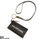 BALENCIAGA (バレンシアガ) キーリング付きキャッシュ ロゴプリント カードケースブランド メンズ レディース 財布 ウォレット ストラップ BCL594548