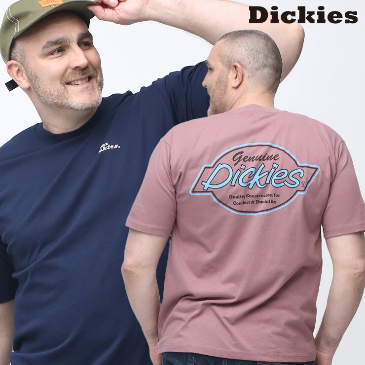 半袖 Tシャツ 大きいサイズ メンズ バックプリント クルーネック ピンク/ネイビー 3L-5L GENUINE DICKIES ジェニュインディッキーズ