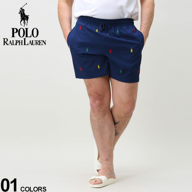 大きいサイズ メンズ POLO RALPH LAUREN (ポロ ラルフローレン) 総ロゴ メッシュインナー スイムショーツ TRAVELER SWIM SHORT PANTS パンツ ショーツ ボードショーツ 710857506001D22