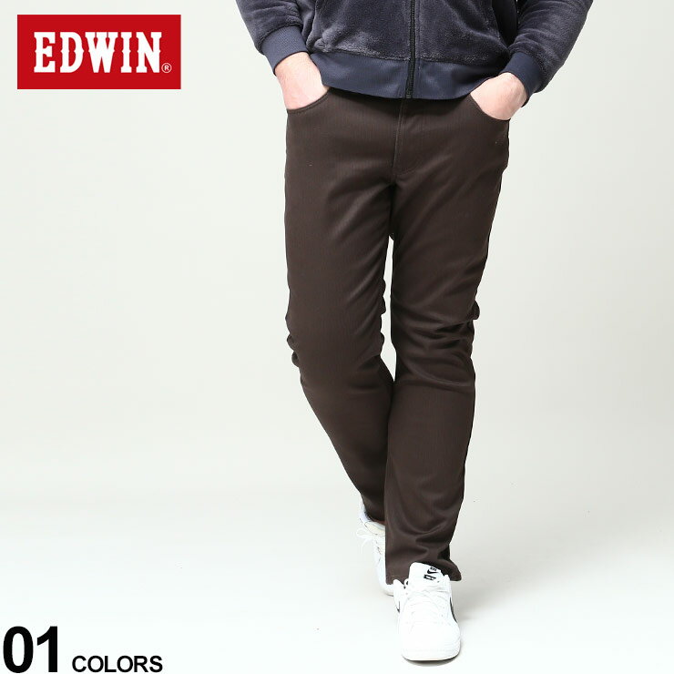 大きいサイズ メンズ EDWIN (エドウィン) 裏起毛 ヘリンボン ジーンズ 403 WILD FIRE パンツ ロングパンツ 暖パン E403WF41236