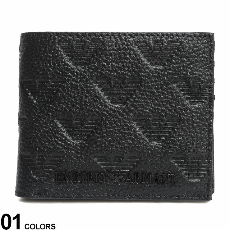 アルマーニ 財布（メンズ） EMPORIO ARMANI (エンポリオアルマーニ) エンボスマーク 二つ折り財布 ブランド メンズ 男性 財布 ウォレット 折り財布 EAYEM122Y142V