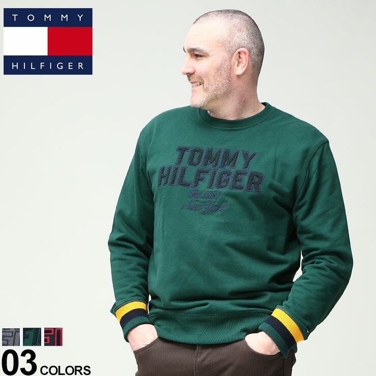 大きいサイズ メンズ TOMMY HILFIGER (トミーヒルフィガー) サガラロゴ クルーネック トレーナー SLATER GRAPHIC CREW スウェット プルオーバー 裏毛 78J6491D22