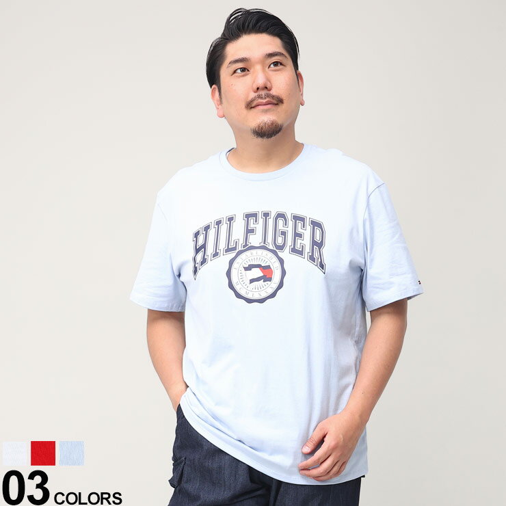 大きいサイズ メンズ TOMMY HILFIGER (トミーヒルフィガー) ロゴプリント クルーネック 半袖 Tシャツ VARSITY FLAG SS TEE Tシャツ 半袖 プリント 春 夏 78J8760D22