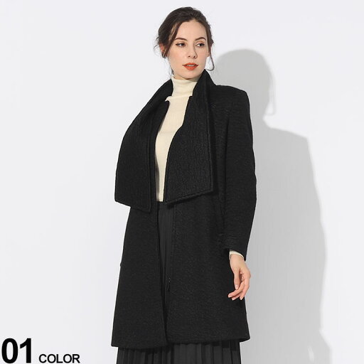 EMPORIO ARMANI (エンポリオ アルマーニ) スカーフカラー ブークレ風ファブリック ジップアップ コートブランド レディース アウター コート ロング ジップ 秋冬 EALH4NL1NE9911 EMPORIO ARMANI (エンポリオ アルマーニ) スカーフカラー ブークレ風ファブリック ジップアップ コートブランド レディース アウター コート ロング ジップ 秋冬 EALH4NL1NE9911