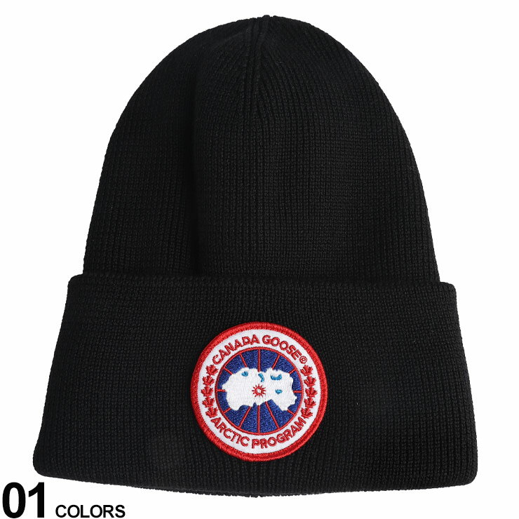 カナダグース ニット帽 メンズ CANADA GOOSE (カナダグース) ウール ロゴワッペン ニットキャップブランド メンズ 男性 帽子 ニット帽 ビーニー CG6936M
