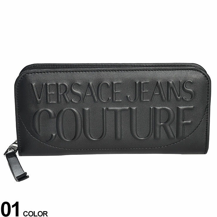 ヴェルサーチェ 財布（レディース） VERSACE JEANS COUTURE (ヴェルサーチェ ジーンズ クチュール) エンボスロゴ ラウンドジップ 長財布ブランド レディース 財布 ウォレット ジップ 長財布 VCL75VA5PN1