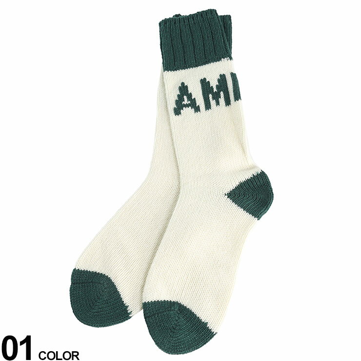 AMI PARIS (アミパリス) ロゴジャカード ウールブレンド ソックスブランド メンズ 男性 ソックス ニット ハイソックス AMUSC005AW0023