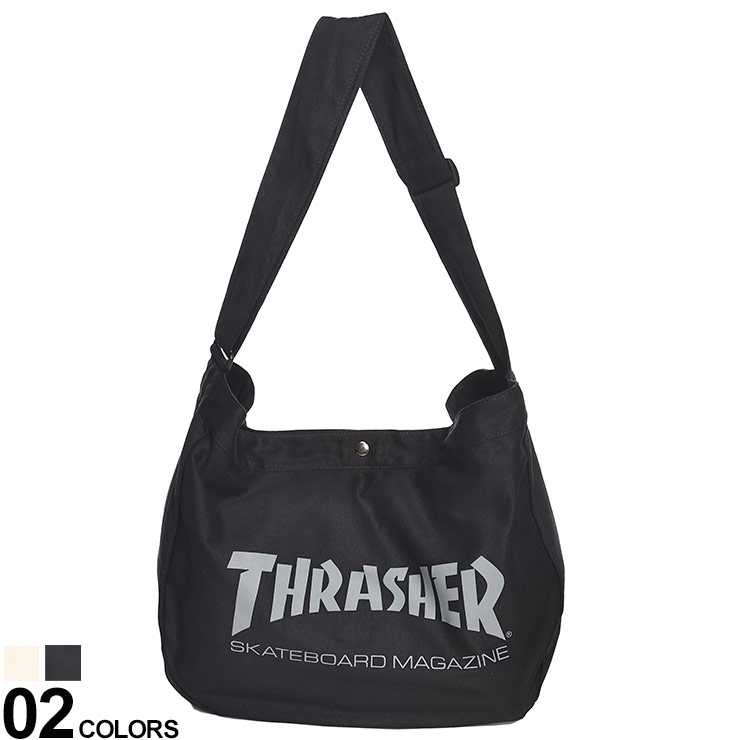 THRASHER (スラッシャー) キャンバス ロゴプリント ショルダーバッグメンズ 男性 ユニセックス 鞄 バッグ ショルダーバッグ 23A5THR373SZ
