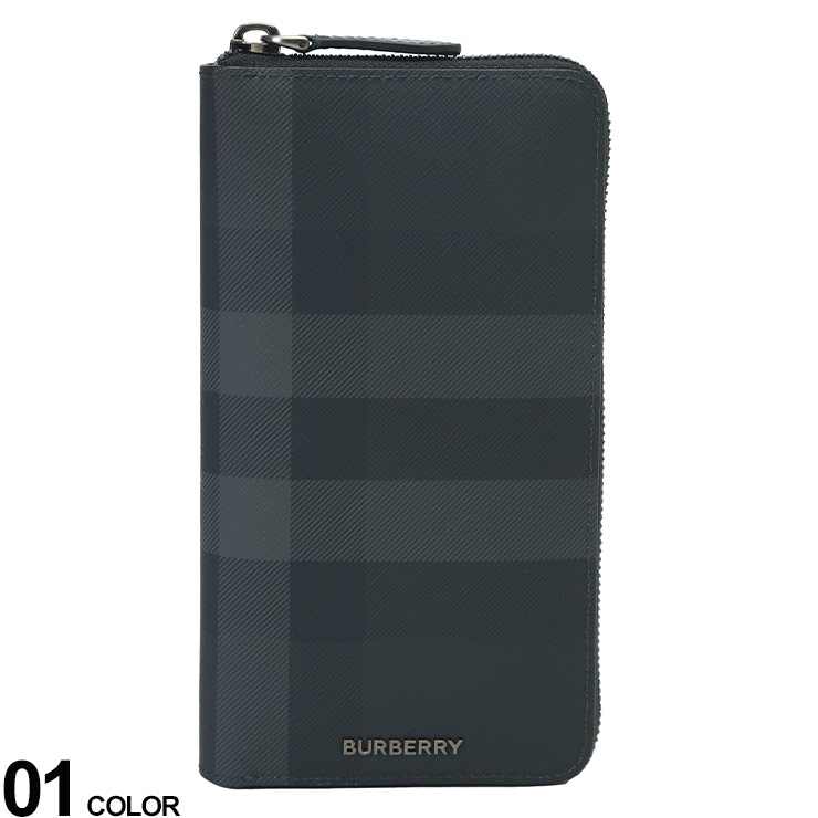 BURBERRY (バーバリー) チェック＆レザー ラウンドジップ ウォレットブランド メンズ 男性 財布 長財布 ジップ チェック BB8064586